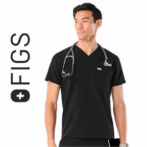 FIGS Men’s LeonBlack V-Neck Three Pocket Scrub Top - Size L